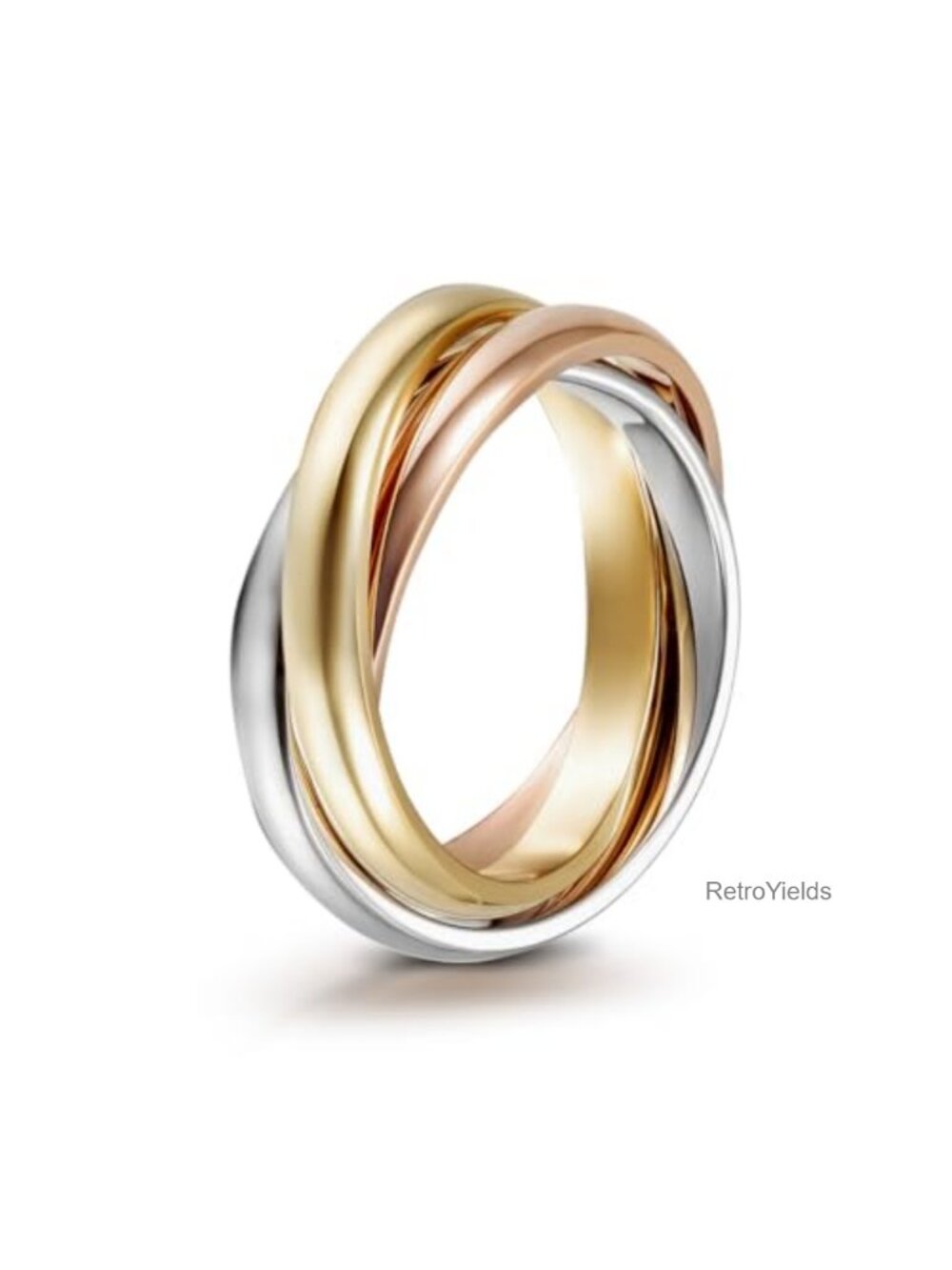 Tricolor Trinity Interlocked Stacking Ring Gold Plated Silver Rose Gold Plated